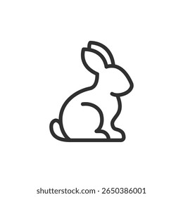 Rabbit linear icon. Domestic bunny in sitting position. pets, animals, and Easter. Editable stroke.