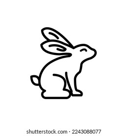 Rabbit, linear icon. Editable stroke. The rabbit logo sitting