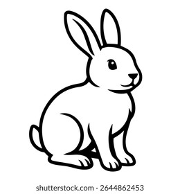 rabbit linear illustration cartoon vector. Children coloring pages, icon. Farm in the village domestic animals