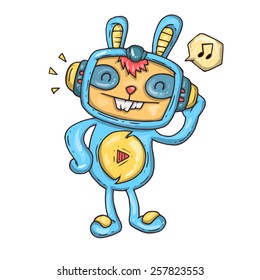rabbit listening to music
