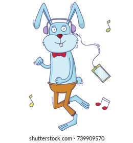 rabbit listening to the music