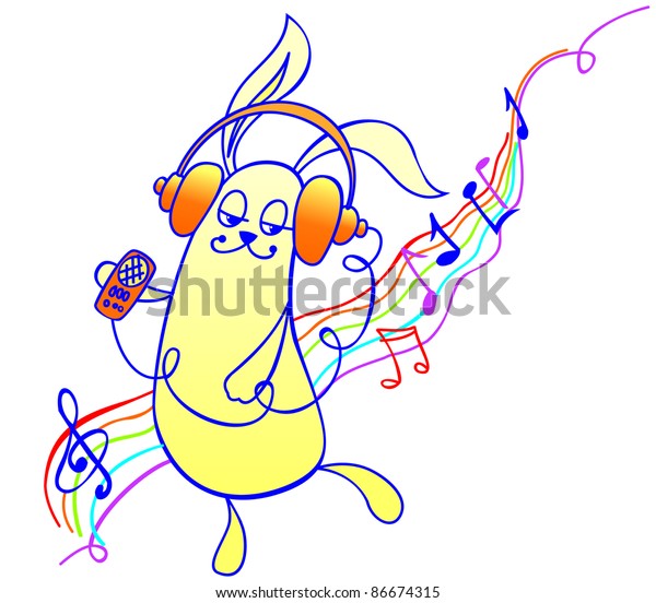 Rabbit Listening Music Stock Vector (Royalty Free) 86674315 | Shutterstock