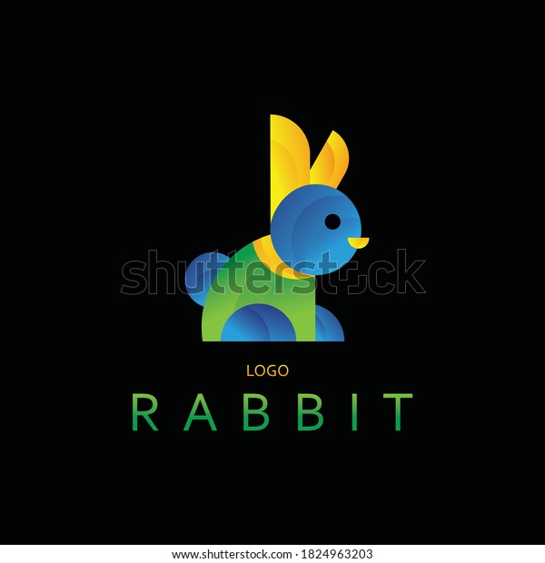 ウサギのロゴ 動物のロゴ 単純なロゴ アイコンロゴ デザインベクター画像 動物のロゴ キャラクターデザイン グラデーションの色 のベクター画像素材 ロイヤリティフリー