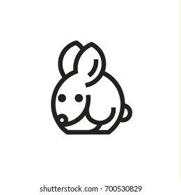 Rabbit logo animal in vector linear flat style for your business art
