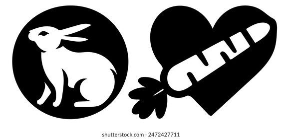 Rabbit Logo: Bunny Symbol, Pet Branding, Flat Vector Design
