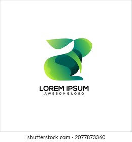 Plantilla de degradado colorido con logotipo de conejo