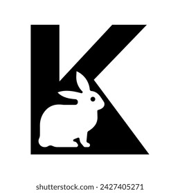 Logotipo de conejo combinado con la letra K plantilla de vector
