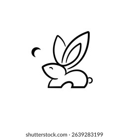 Rabbit Logo Continuous Line Drawing Style. Abstract Rabbit Logo Design for Modern Branding. Minimalist One Line Rabbit Icon for Business, Creative Brands. Rabbit Logo Vector. 