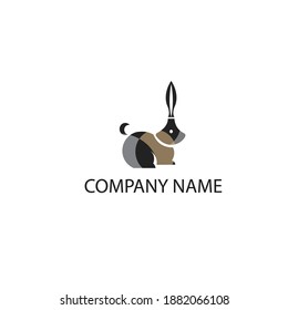 Logo de conejo ilustración creativa plantilla de diseño de pincel vectorial