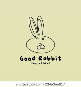 Rabbit logo design concept. Lined rabbit logo template. Animal monoline logo design
