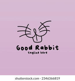 Rabbit logo design concept. Lined rabbit logo template. Animal monoline logo design