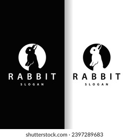 Rabbit logo design cute bunny simple animal silhouette illustration template