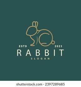 Rabbit logo design cute bunny simple animal silhouette illustration template