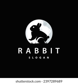 Rabbit logo design cute bunny simple animal silhouette illustration template