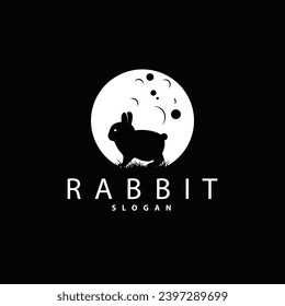 Rabbit logo design cute bunny simple animal silhouette illustration template