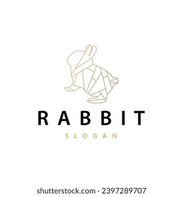 Rabbit logo design cute bunny simple animal silhouette illustration template