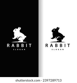 Rabbit logo design cute bunny simple animal silhouette illustration template
