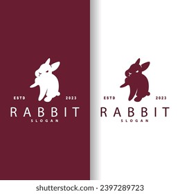 Rabbit logo design cute bunny simple animal silhouette illustration template