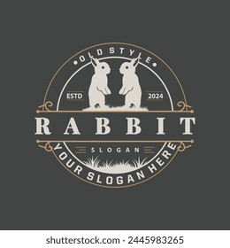 Rabbit logo design cute bunny simple animal silhouette illustration template