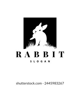 Rabbit logo design cute bunny simple animal silhouette illustration template