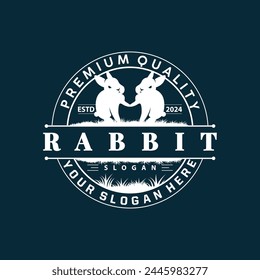 Rabbit logo design cute bunny simple animal silhouette illustration template