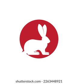 Rabbit logo design illustration template vector icon 