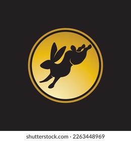 Rabbit logo design illustration template vector icon 