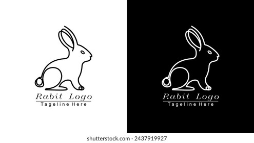 rabbit logo design made of one line