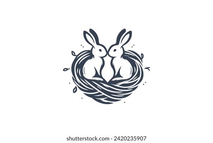 rabbit logo design simple animal vector logo design modern business nest logo
