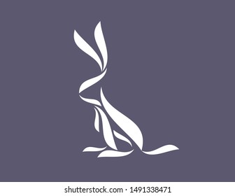 Rabbit logo design symbol vector. simple modern flat logo rabbit vector template.