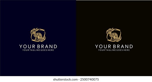 A rabbit logo with dynamic ornaments that give an elegant, firm and strong impression