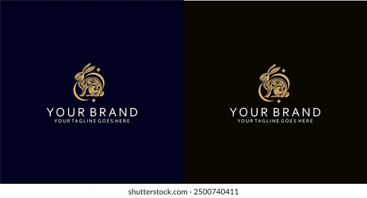 A rabbit logo with dynamic ornaments that give an elegant, firm and strong impression