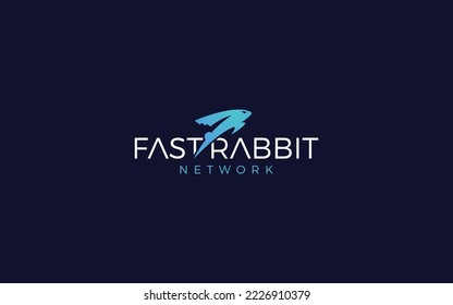 Rabbit logo formed with simple and modern in blue color
