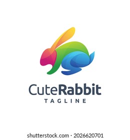 logotipo de conejo con color degradado