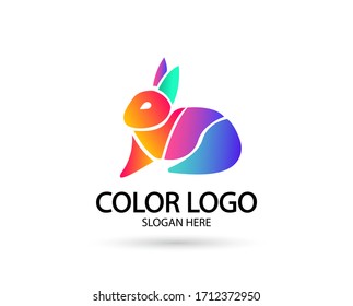Rabbit logo, in gradient color, used for company logo and others. vector illustration.