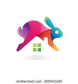 rabbit logo with house concept