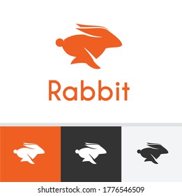 Rabbit Logo and Icon Concept Vector Illustration, Rabbit Sign and Symbol Silhouette with four Choice type, Flat design