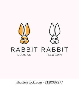 Rabbit logo icon flat design template