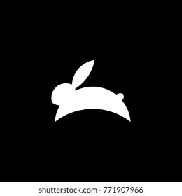 Rabbit logo, icon, symbol, isolated in black background