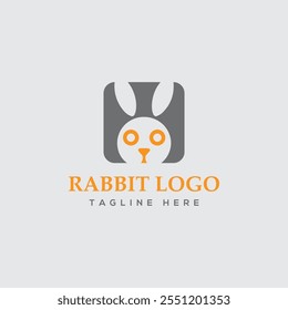 Logotipo de coelho com ícone e design de modelo de vetor