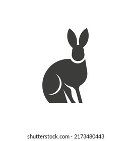 Logo de conejo aislado en fondo blanco. Plantilla de vector de conejo, imagen de material vector de conejo negro. Ilustración vectorial.