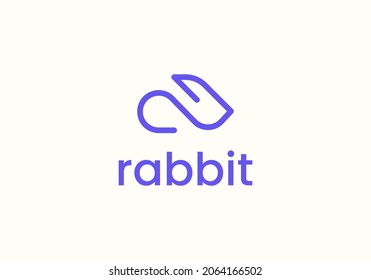 Rabbit Logo Line Art Icon Design Template. Cute bunny symbol farm animals. Pet animal concept. Unique Animal Logo Monoline
