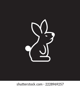 Rabbit logo line art icon design bunny vector image , rabbit  logo design vector image