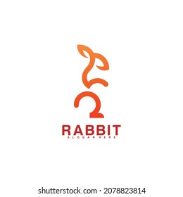 Prima de diseño de ilustración de vector de línea de logotipo de conejo. Diseño colorido