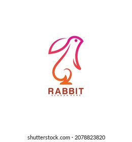 Rabbit logo line vector illustration design premium. Colorful design