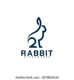 Rabbit logo line vector illustration design premium. Creative design template