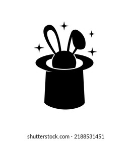 rabbit logo in magic hat vector