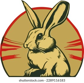 Rabbit logo multicolor vector illustration isolated on white background