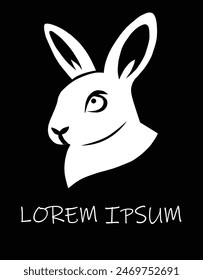 Rabbit logo on black background.