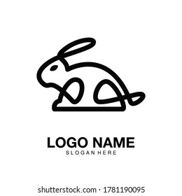 Kaninchen-Logo-Umriss, flaches modernes Design